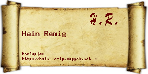 Hain Remig névjegykártya